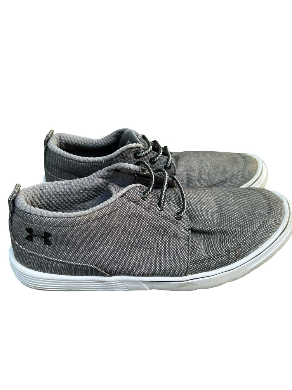 Under Armour Gray Canvas Lace Kids Moccasins Sneakers